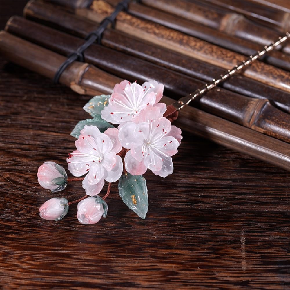 Amazon.co.jp: misakinoya美しい 桃の花 かんざし 一本差し 淡い